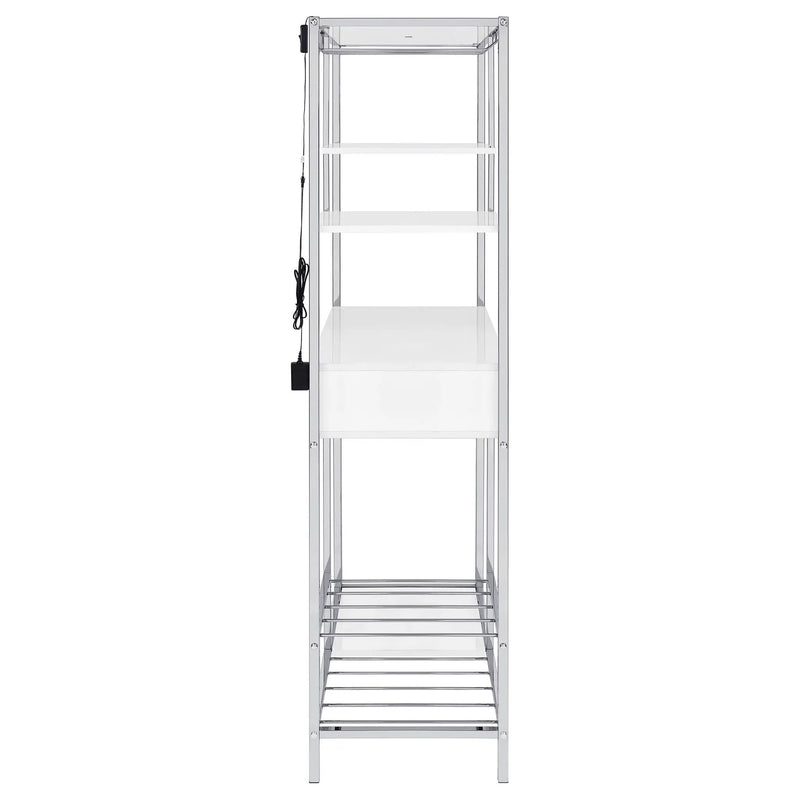Draper - 5 Shelf LED Wine Cabinet With Pull Out Drawer - Gloss White