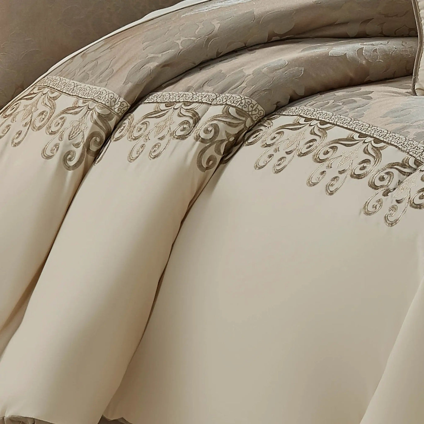 Hillcrest 9-Pc Ivory Damask Jacquard Comforter Ensemble by HouseOfZazla