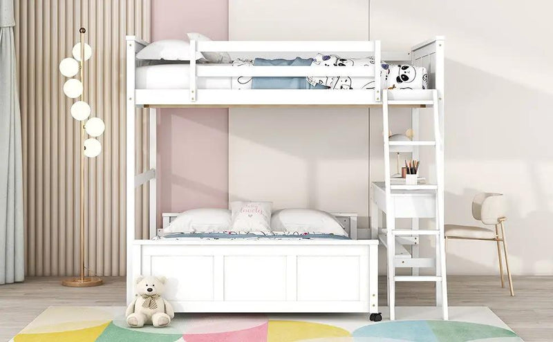 Full Over Full Bunk Bed With Desk