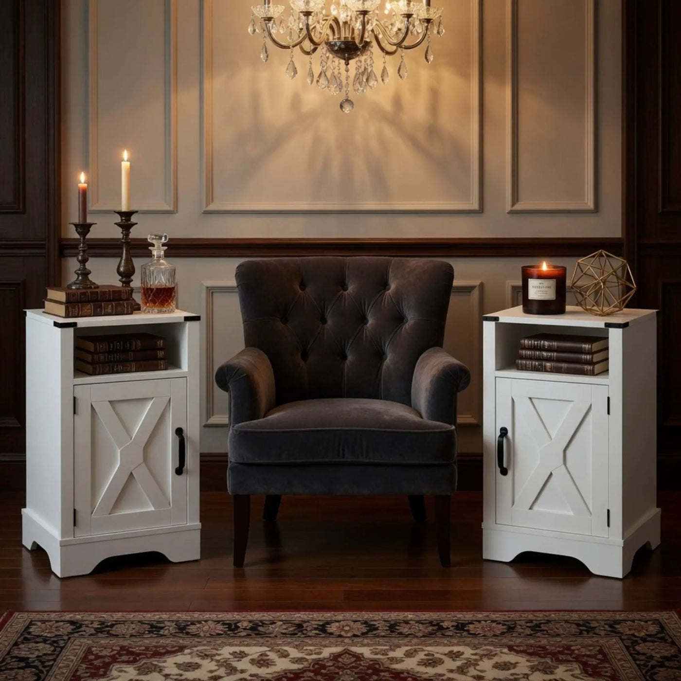 Farmhouse Nightstand, Charging Station & Storage by HouseOfZazla