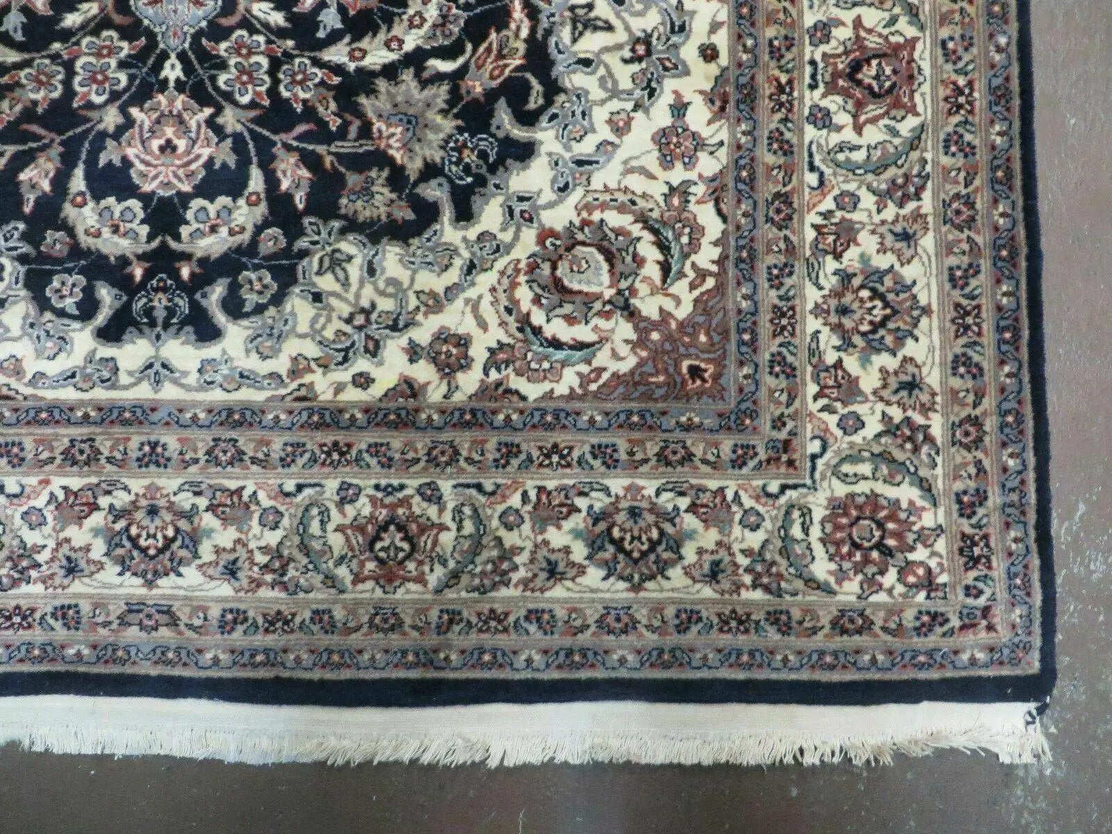 4' X 7' Vintage Handmade India Wool Silk Accent Rug Hand Knotted Black Organic by Jewel Rugs