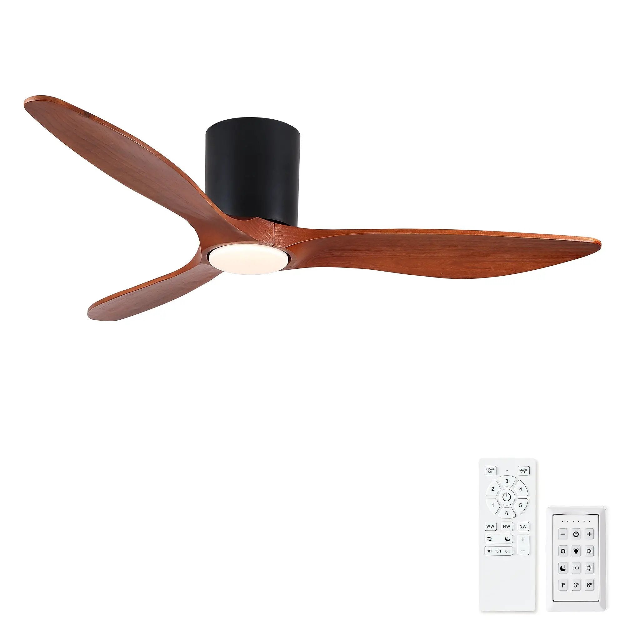 Low Profile Flush Mount Ceiling Fan With Light And Reversible Quiet Motor - Matte Black by Unique Piece Furniture