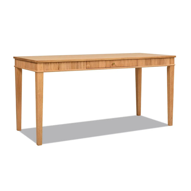 Dumont - Modern Farmhouse 1 Drawer Fluted Home Office Writing Desk - Natural Blonde by Unique Piece Furniture