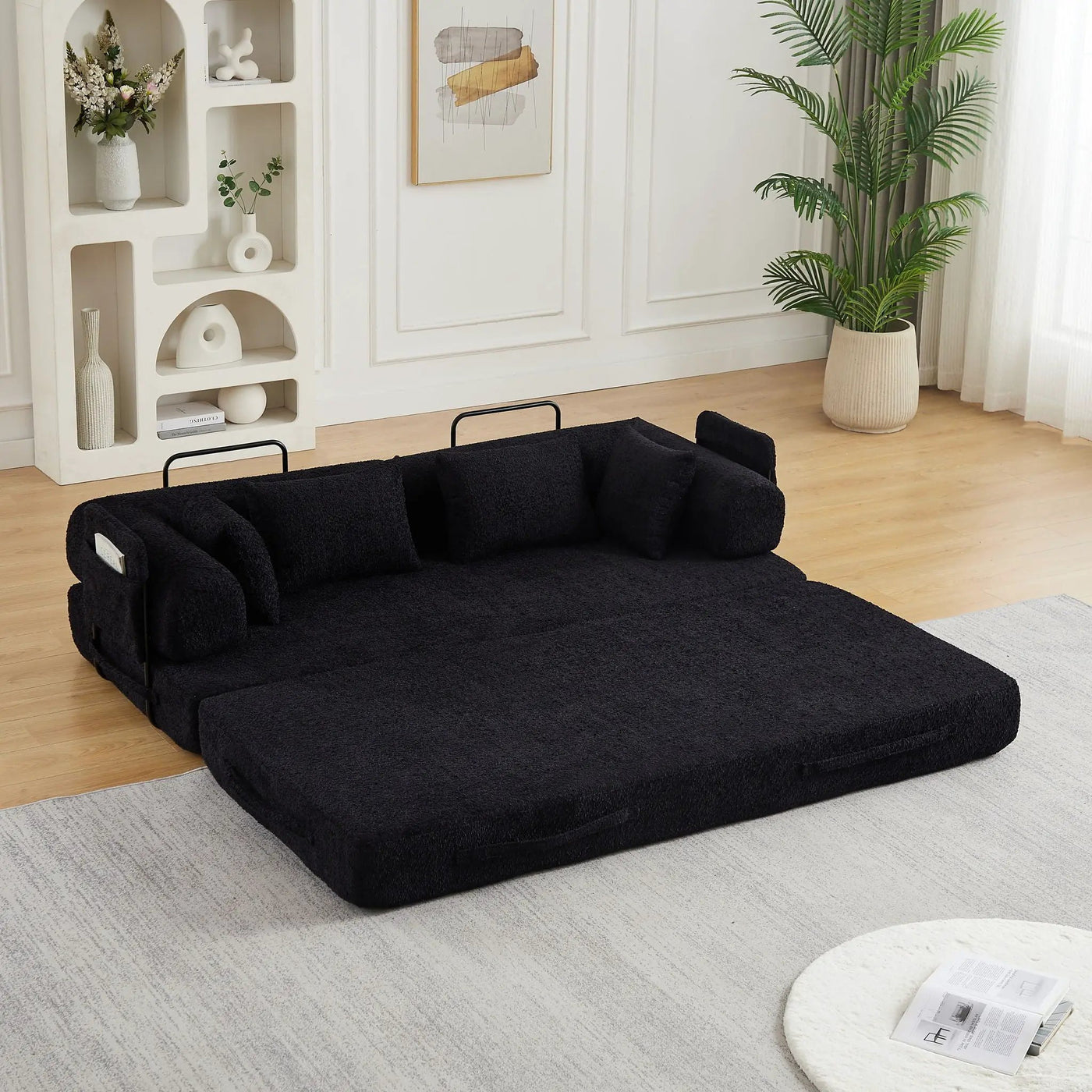 Convertible Sleeper Sofa Bed With Cylindrical Pillow by HouseOfZazla