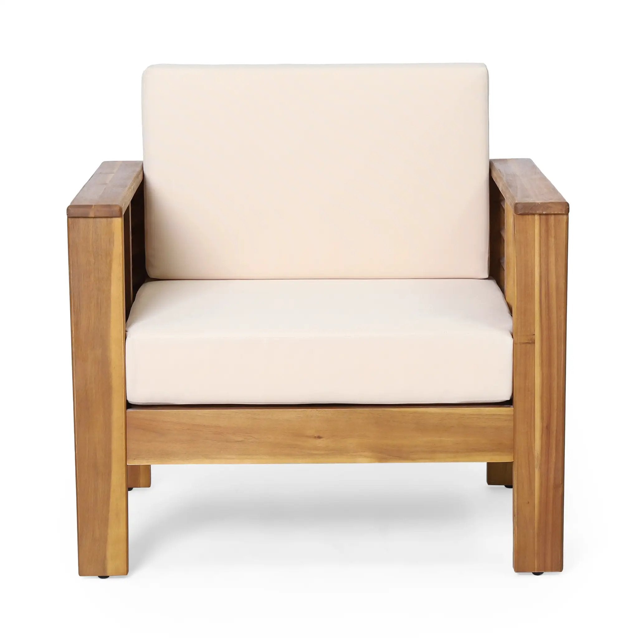 Set of 2 Outdoor Acacia Wood Club Chairs with Cushions by HouseOfZazla