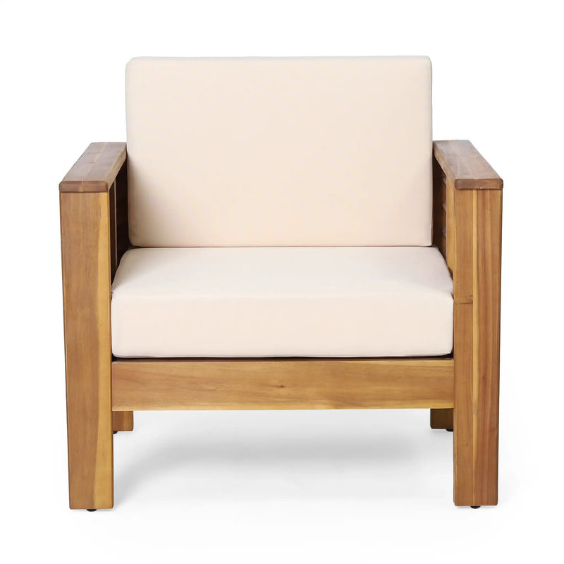 Set of 2 Outdoor Acacia Wood Club Chairs with Cushions by HouseOfZazla