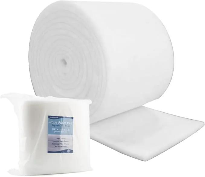 White Koi Pond Filter Pad Fine Bulk Roll- Cut to Fit - Durable Fish Pond Filter Media - Water Garden Aquariums Filter Material - 118" (9.8 ft) x 12" x 3/5" - 4/5" Thickness by GreenHaven Gardens