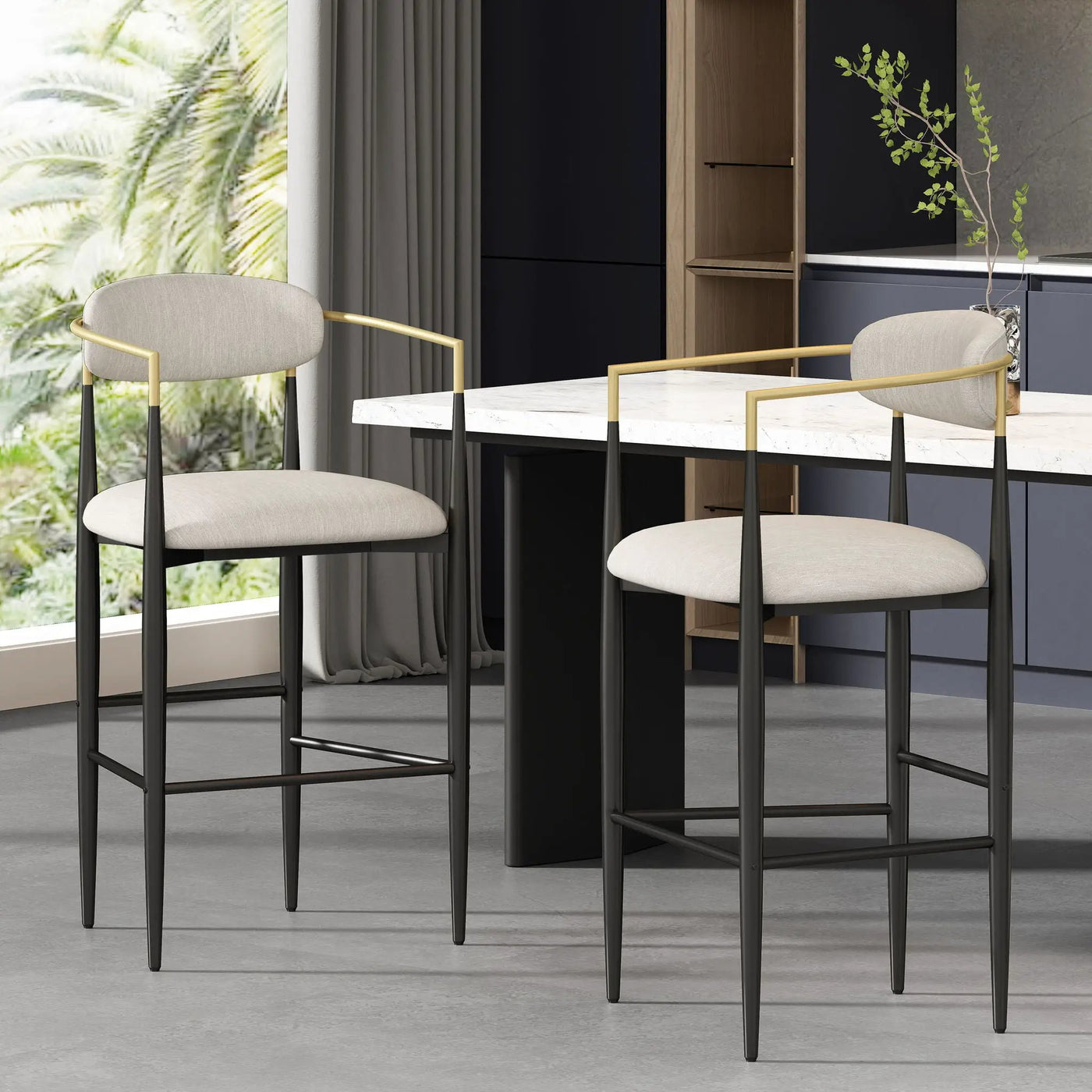 Upholstered Bar Stools With Backs For Kitchen Island (Set of 2) by HouseOfZazla