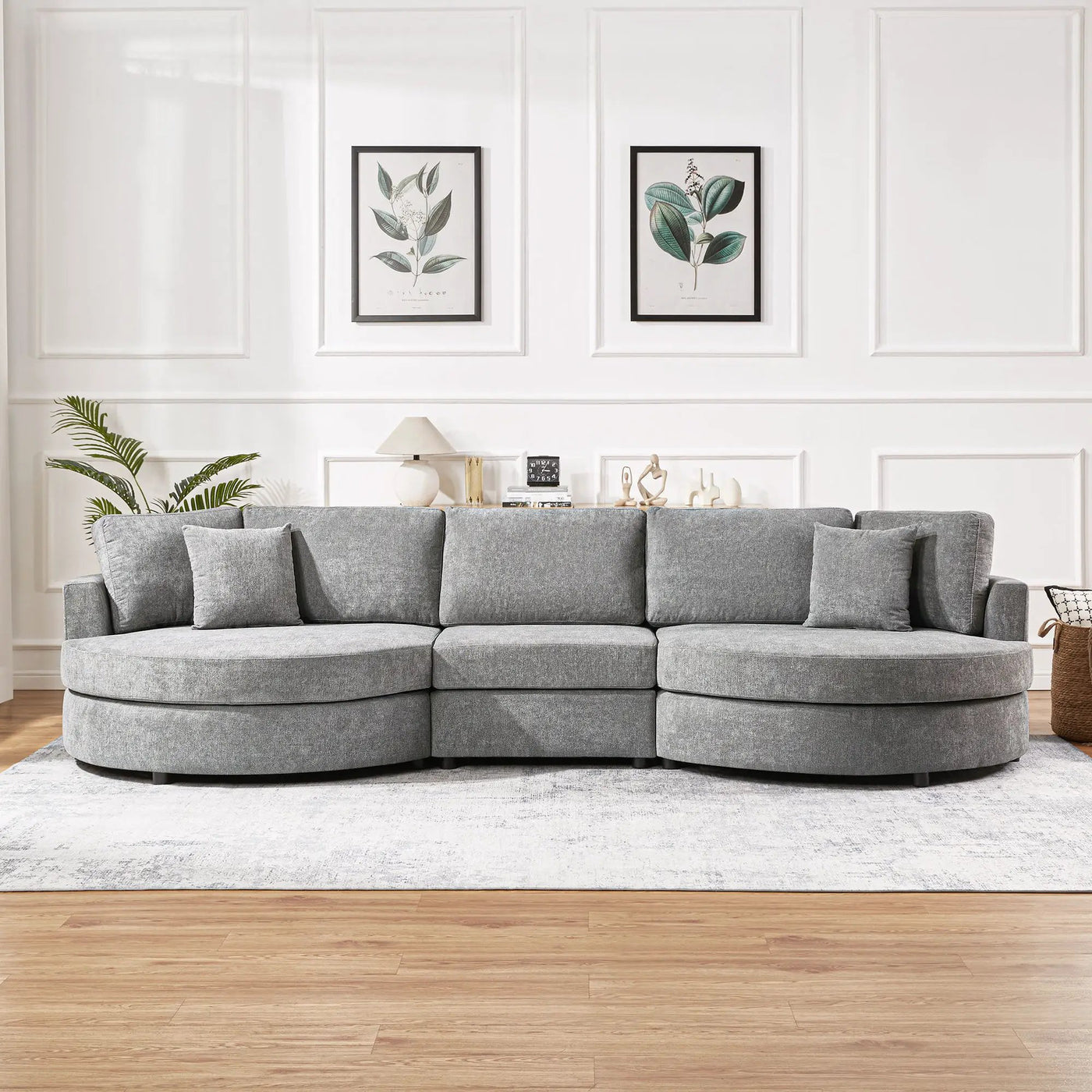 Modern 3 Seater Upholstered Sofa With Curved Design by HouseOfZazla