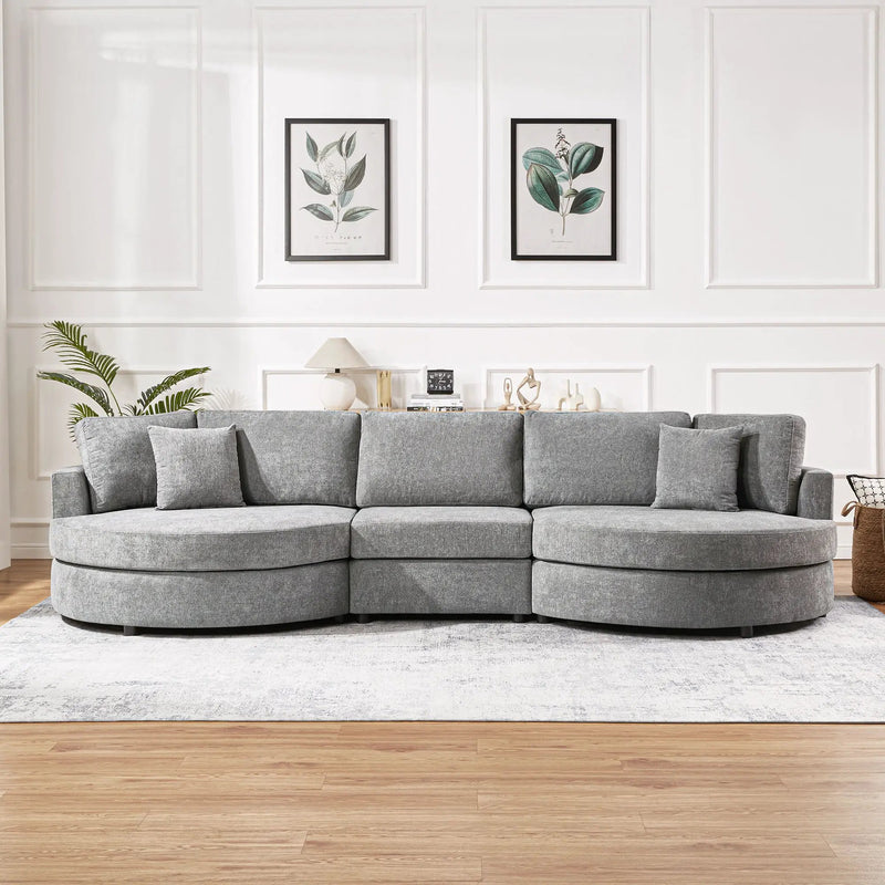 Modern 3 Seater Upholstered Sofa With Curved Design by HouseOfZazla