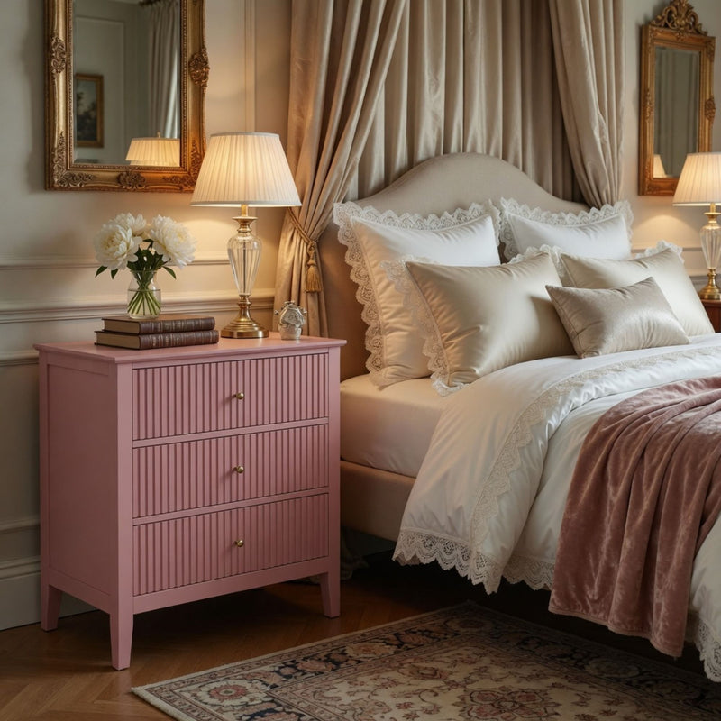 Fluted 3 Drawer Nightstand With Soft Close Slides by HouseOfZazla