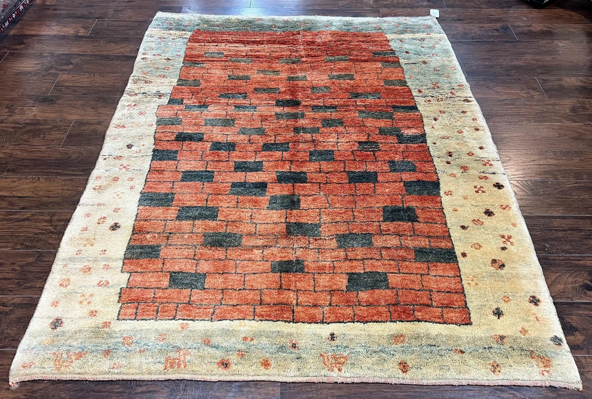 Persian Gabbeh Rug 6x8 ft, Wool Handmade Tribal Rug by Jewel Rugs