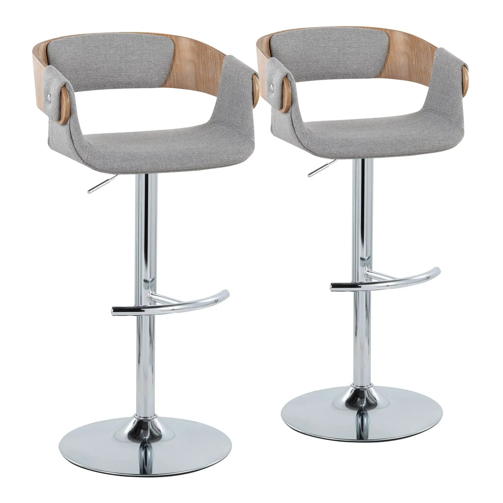Elisa - Mid Century Modern Adjustable Barstool With Swivel With Rounded T Footrest (Set of 2) by HouseOfZazla
