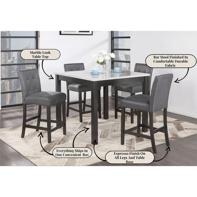 Leon - Bar Table And 4 Bar Stools - Espresso / White by HouseOfZazla