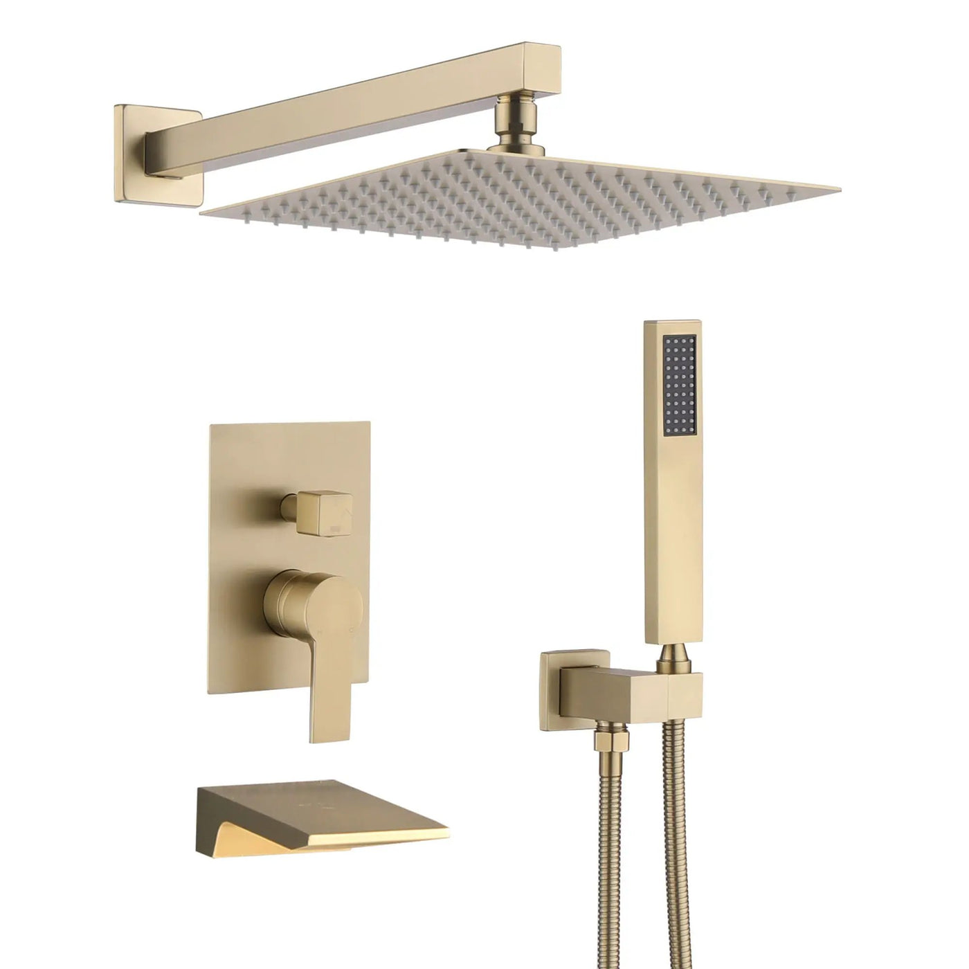 Modern 10" Wall Mounted Rainfall Shower Head System by HouseOfZazla