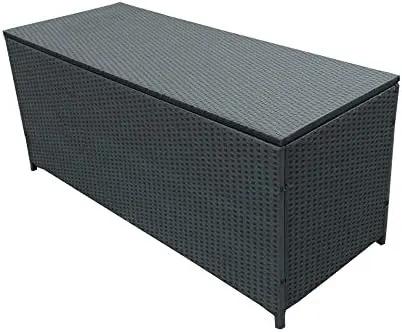 Oakland Living Charcoal Black Indoor and Outdoor Balcony Patio Deck Porch Pool 113 Gallon Wicker Storage Box Trunk Bin with Metal Frame by GreenHaven Gardens