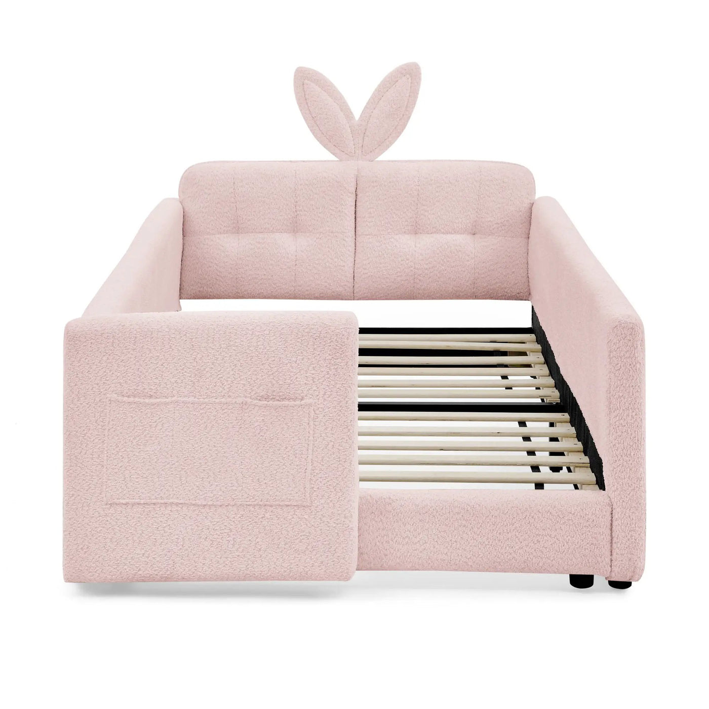 Cute Rabbit Ear Upholstered Platform Bed Frame With Safety Rail by HouseOfZazla