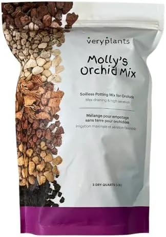 Molly's Orchid Mix - Premium Soilless Potting Mix for Orchids - Contains Bark, Coco Chips, Akadama, Pumice, Lava Rock 3 Dry Quarts by GreenHaven Gardens