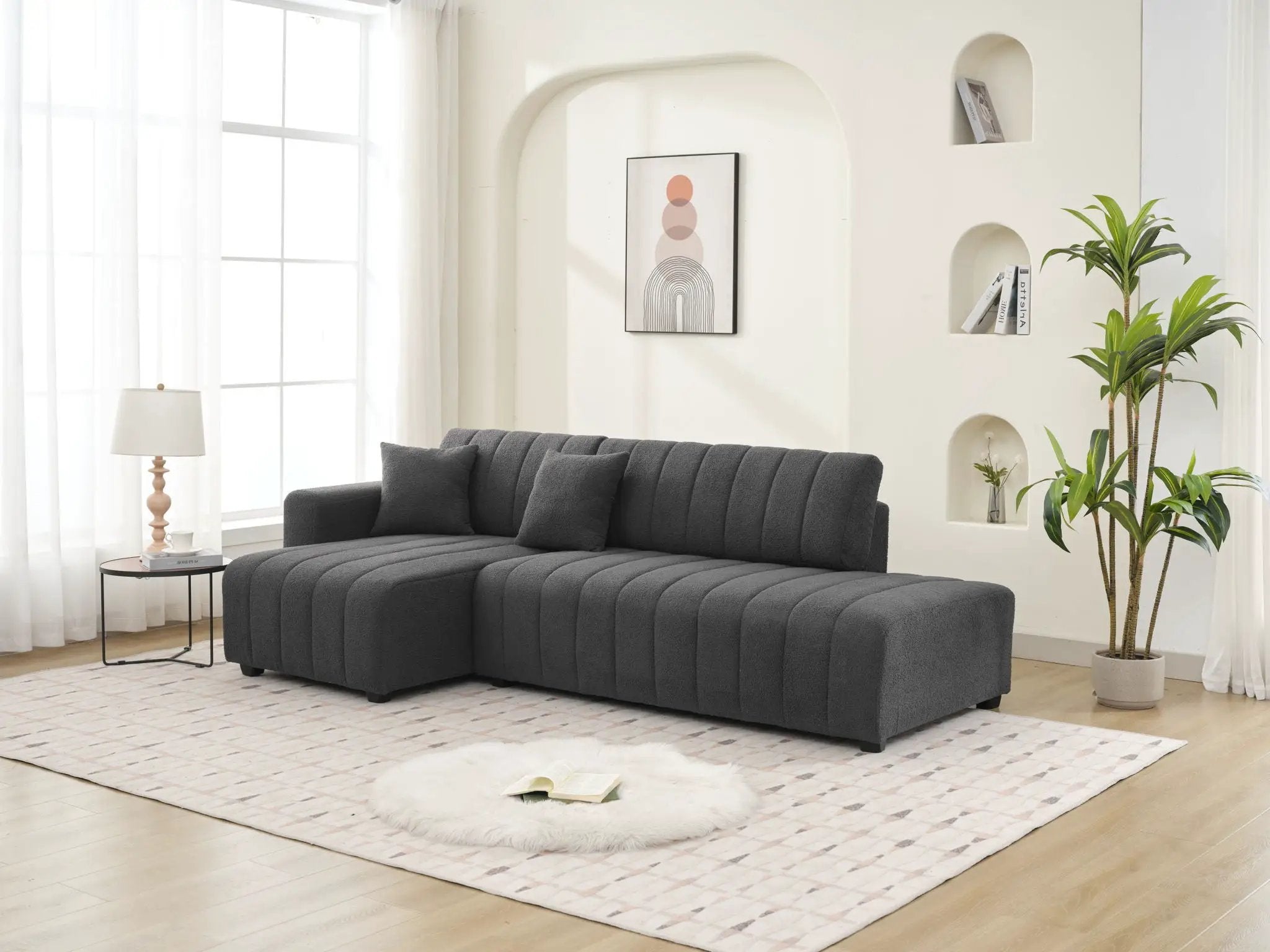 Jessica - Lamb Wool Sectional Sofa With Chaise by HouseOfZazla