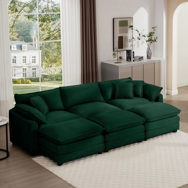 Modern Oversized Modular Cushion Sofa With Ottoman, Low Back, Deep Seating Sofa Set by HouseOfZazla