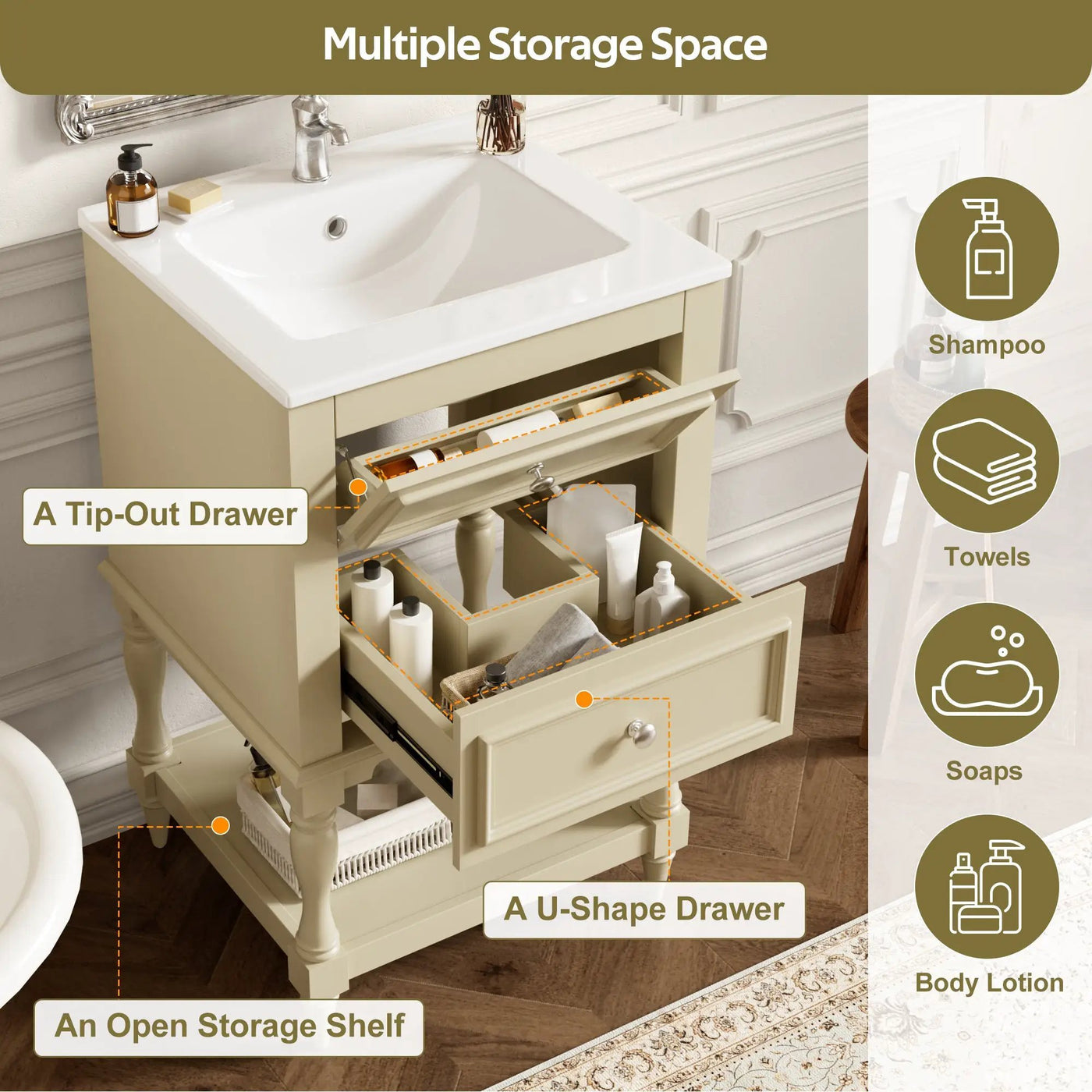 20'' Bathroom Vanity with Ceramic Sink and Storage Cabinet by HouseOfZazla