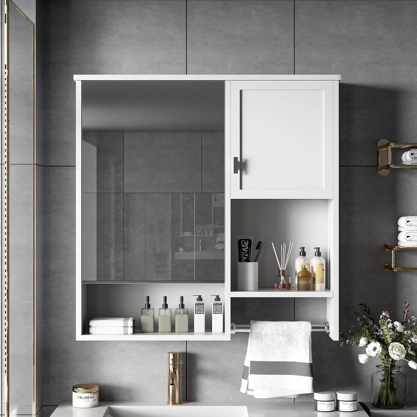Modern Wall Mounted Bathroom Medicine Cabinet, Bathroom Wall Storage Cabinet With Mirror by HouseOfZazla