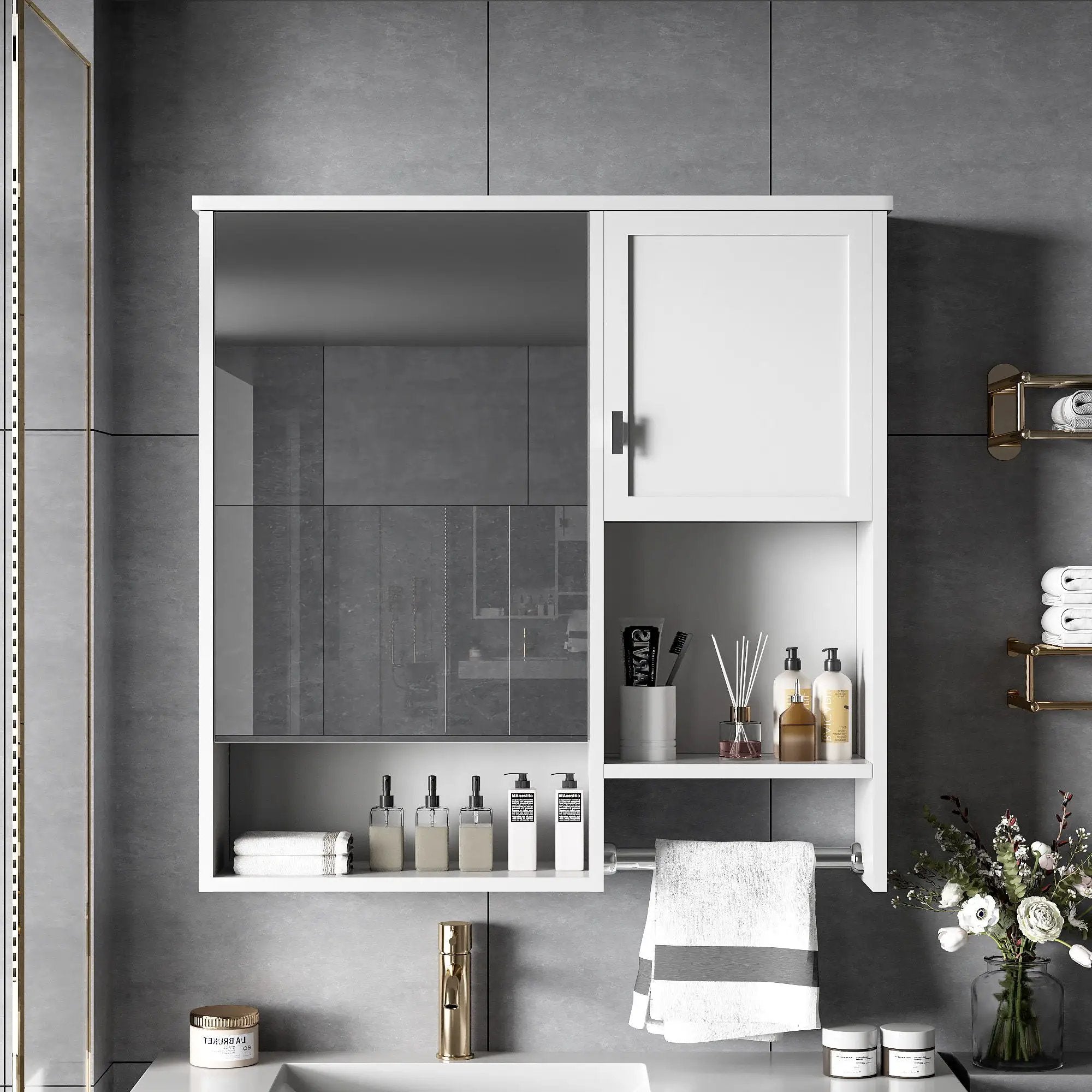 Modern Wall Mounted Bathroom Medicine Cabinet, Bathroom Wall Storage Cabinet With Mirror by HouseOfZazla