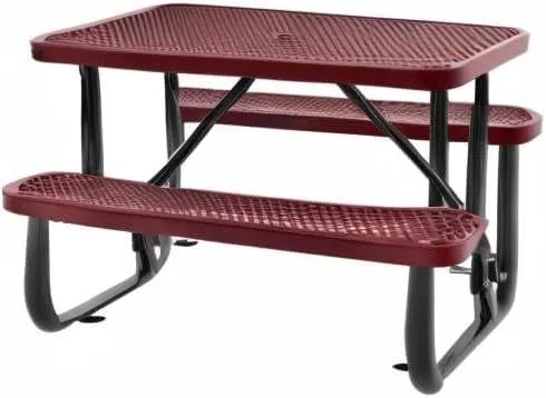 Global Industrial 4 ft. Expanded Metal Rectangular Outdoor Steel Picnic Table, Red by GreenHaven Gardens