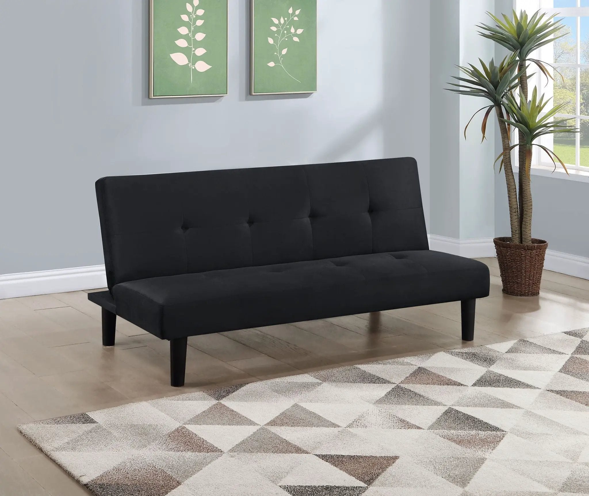 Stanford Upholstered Tufted Convertible Sofa Bed Black by Unique Piece Furniture