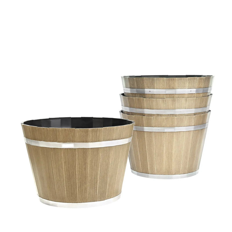 Resin Whiskey Barrel Planter Garden Flower Plant Pot by HouseOfZazla