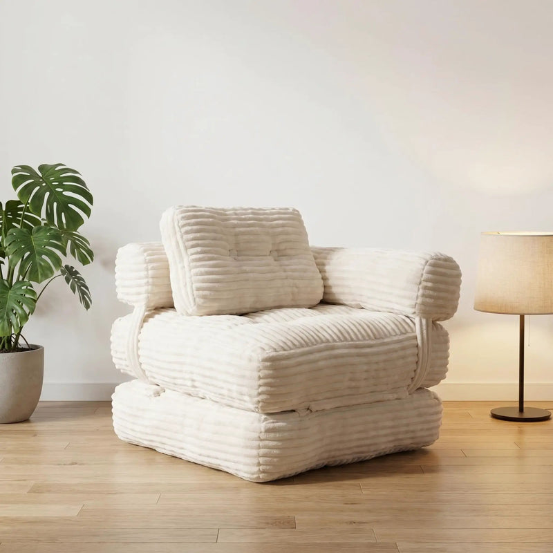 Boneless Foldable Floor Sofa Bed with Armrest & Pillows by HouseOfZazla