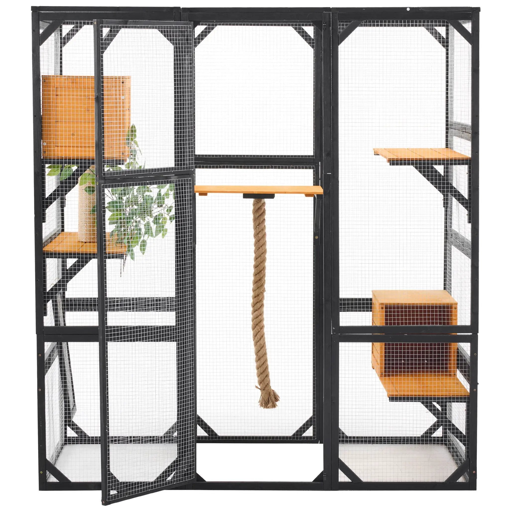 Outdoor Cat House, Diy Cat Enclosure Catio With Double Enter Doors by HouseOfZazla