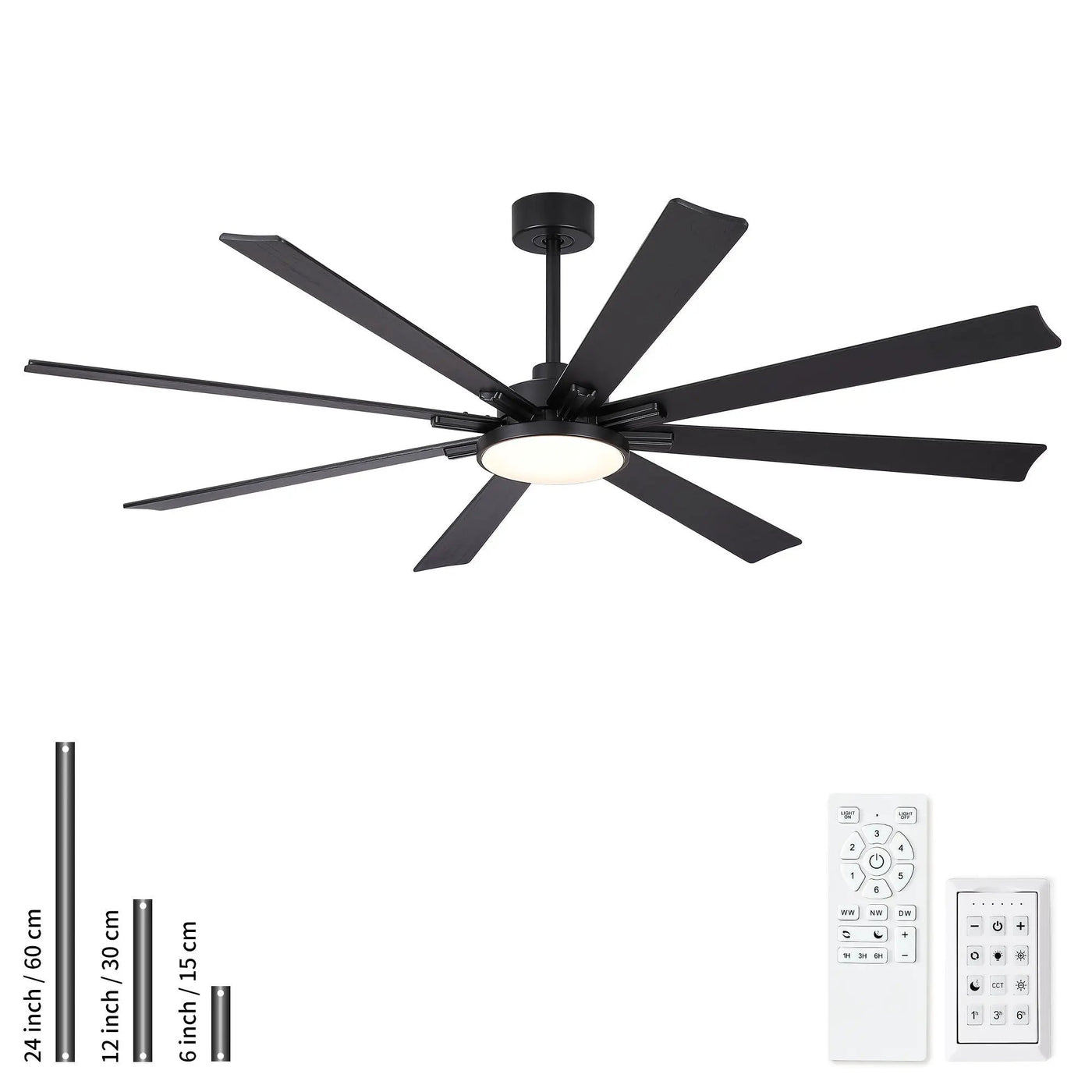 Large Ceiling Fan With Dimmable LED Light 8 Blades Remote Control, Reversible DC Motor by HouseOfZazla