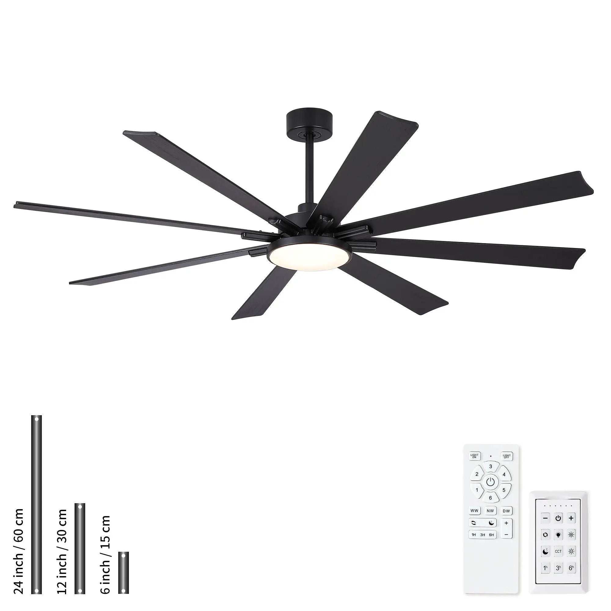 Large Ceiling Fan With Dimmable LED Light 8 Blades Remote Control, Reversible DC Motor by HouseOfZazla