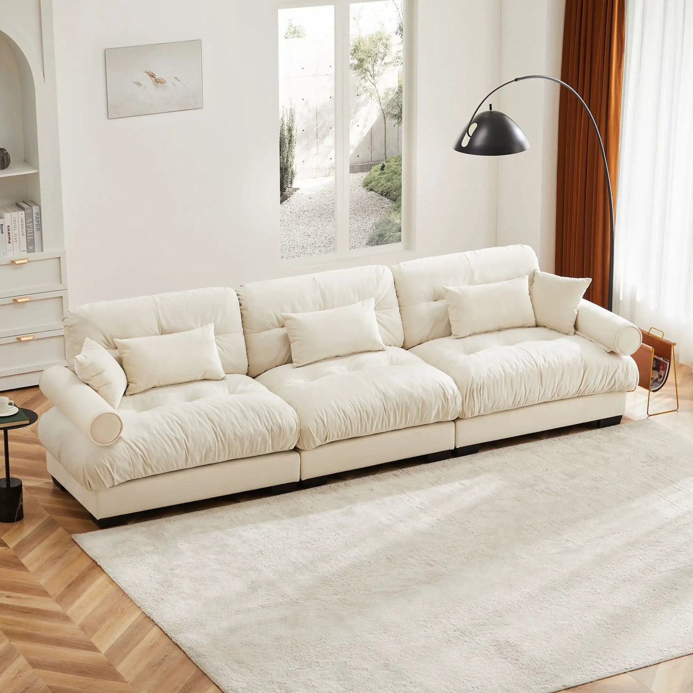 Modern Oversize Sofa With Cloud Like Comfort, Featuring Waist And Throw Pillows by Unique Piece Furniture