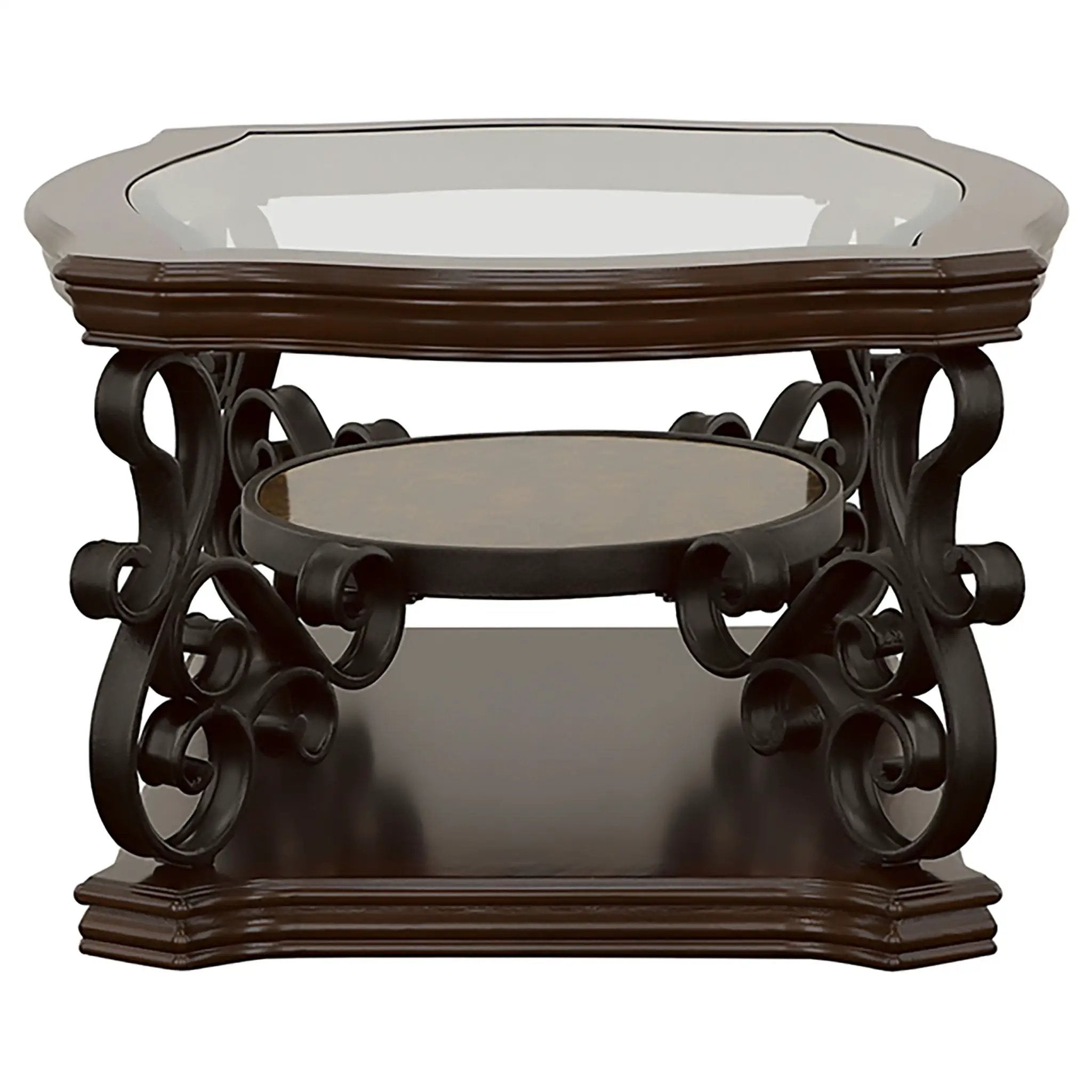 Laney 1-shelf Glass Top Rectangular Coffee Table Deep Merlot by Unique Piece Furniture