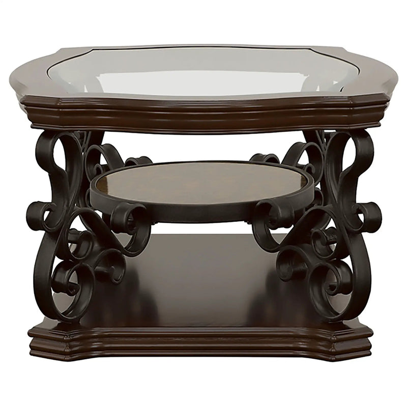 Laney 1-shelf Glass Top Rectangular Coffee Table Deep Merlot by Unique Piece Furniture