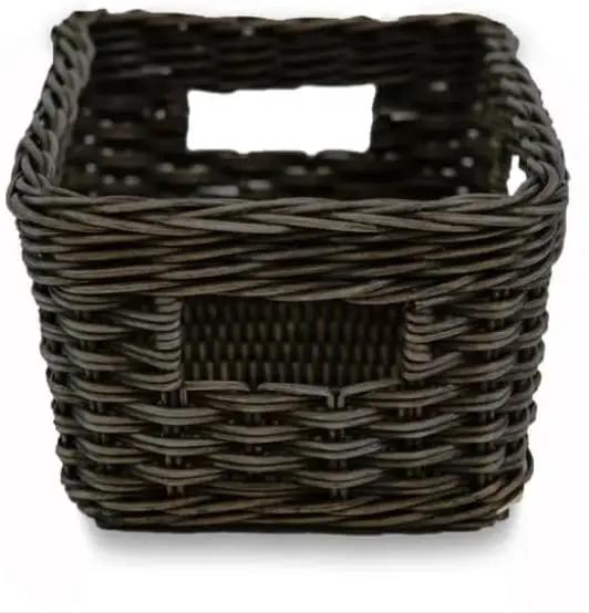 The Basket Lady Rectangular Low Wicker Storage Basket, Small, 12 in L x 8 in W x 5 in H, Antique Walnut Brown by GreenHaven Gardens