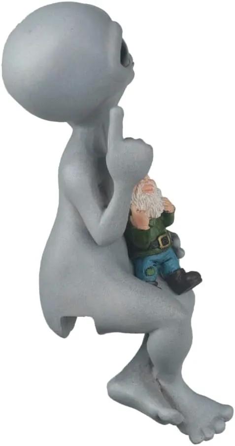 Andre' & Fritz Friendship “Origins” Alien and Gnome Garden Fence Sitter Statue | Poly-Resin 9" h x 3" w x 4" d Outdoor Décor (Origins - Fence Sitter) by GreenHaven Gardens