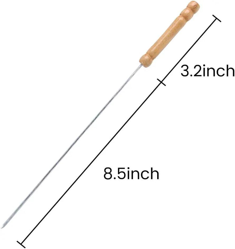 HAKSEN 12 PCS Barbecue Skewers with Wood Handle Marshmallow Roasting Sticks Meat Hot Dog Fork Best for BBQ Camping Cookware Campfire Grill Cooking, Stainless Steel,11.7 Inches(Including Handle) by GreenHaven Gardens