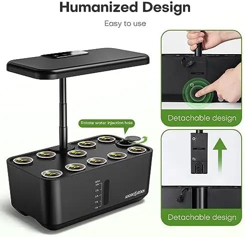 Ahopegarden Indoor Garden Hydroponics Growing System: 10 Pods Plant Germination Kit Aeroponic Herb Vegetable Growth Lamp Countertop with LED Grow Light - Hydrophonic Planter Grower Harvest Lettuce by GreenHaven Gardens
