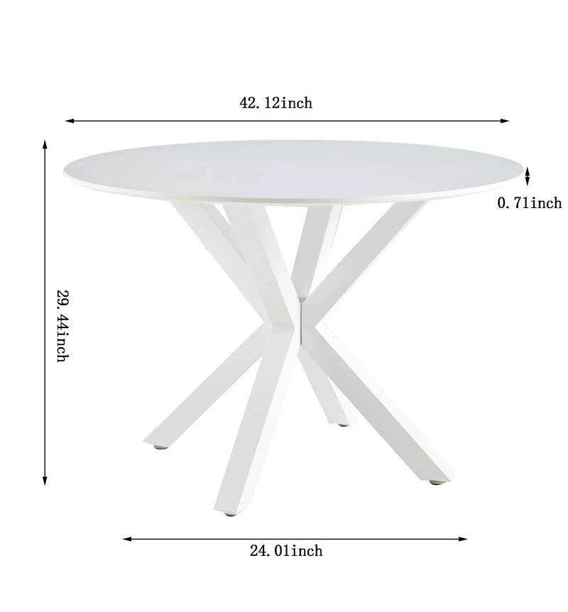 Table Mid-Century Dining Table For 4 - 6 People With Round Table Top, Pedestal Dining Table, End Table Leisure Coffee Table, Cross Leg by Unique Piece Furniture