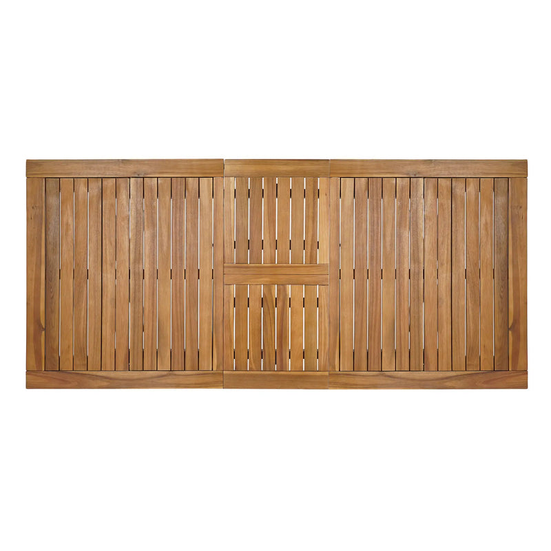 60-76" Acacia Wood Outdoor Dining Table, Telescopic, Teak Finish by HouseOfZazla