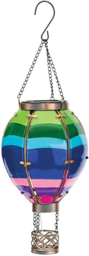 Regal Art & Gift Hot Air Balloon Solar Lantern – Hanging Solar-Powered LED Lights, Waterproof Portable Decorative Outdoor Lamp Made of Metal & Glass for Garden, Patios & Pathway – Stripe (Small) by GreenHaven Gardens
