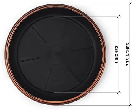 7" Decorative Heavy Duty Tray/Saucer (2 Pack) Rustic Medieval/French Country Look, Pot/Planter Base for Indoor/Outdoor Decor Use. Long Lasting, Reusable Light Weight (7 inches, Copper) by GreenHaven Gardens