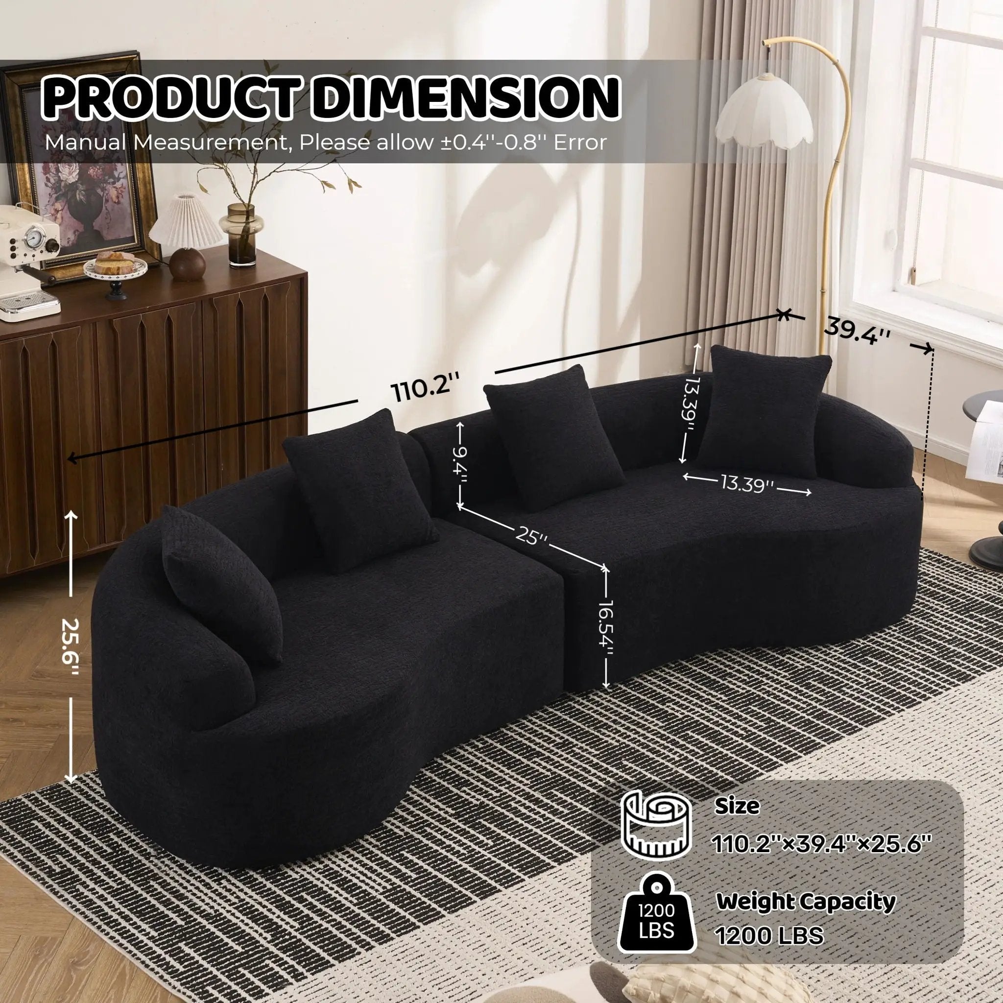 4 Seater Sofa With Fabric, 30D, 60 Hardness Full Sponge, 4 Pillow For Living Room, Home Furniture Sleeper Sectional Sofa For Apartment by Unique Piece Furniture