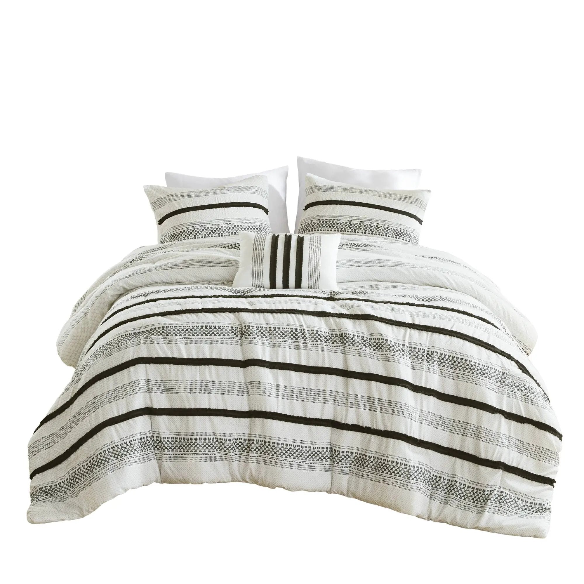 7 Piece Stripe Comforter and Quilt Set - King/Cal King by HouseOfZazla