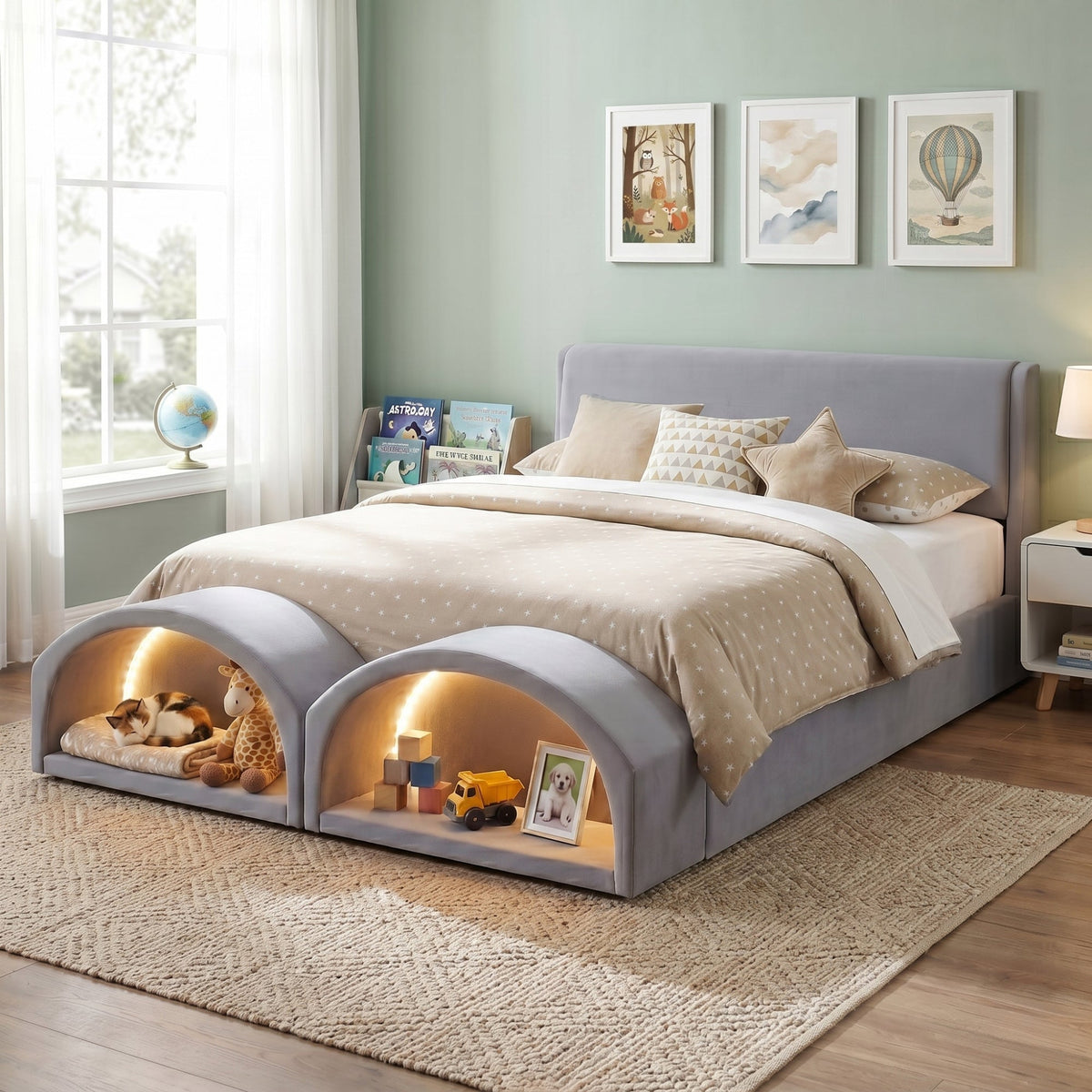 Queen Size Upholstered Platform Bed Frame, photo 2 of 10