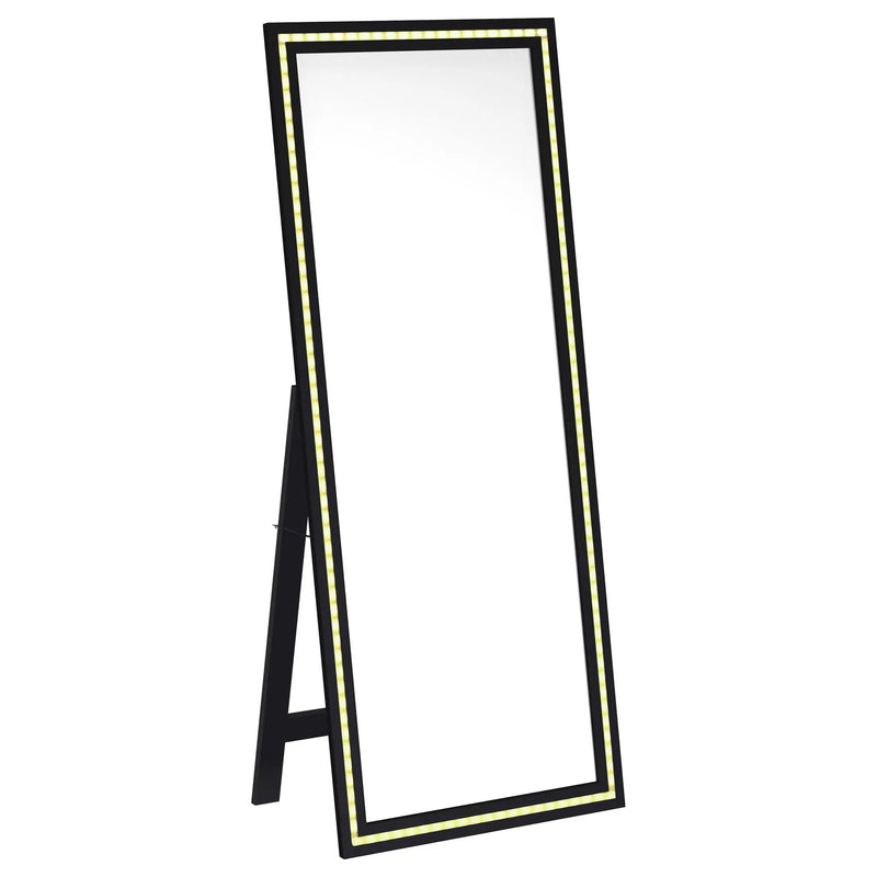 Windrose 28 x 67 Inch Tempered LED Standing Mirror Black by Unique Piece Furniture