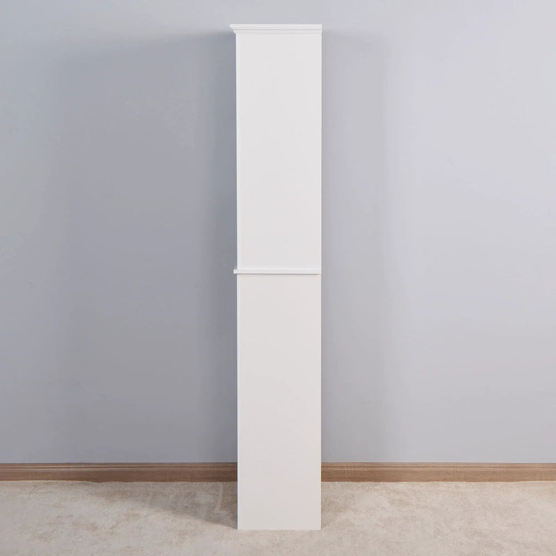 Wooden Bathroom Floor Storage Cabinet With 2 Doors And 6 Shelves - White by HouseOfZazla